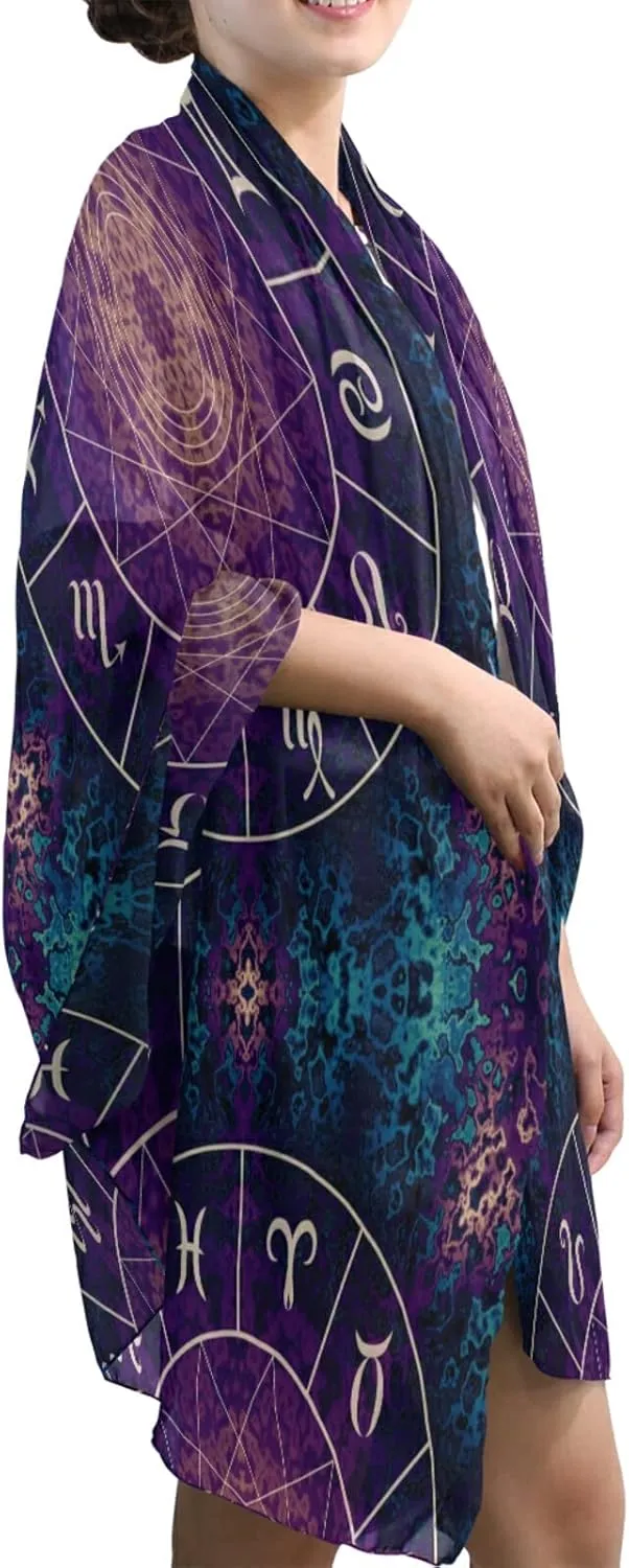 Poeticcity Women Long Silk Scarf, Satin Shawl Chiffon Large Stole Headscarf Sunscreen Wrap