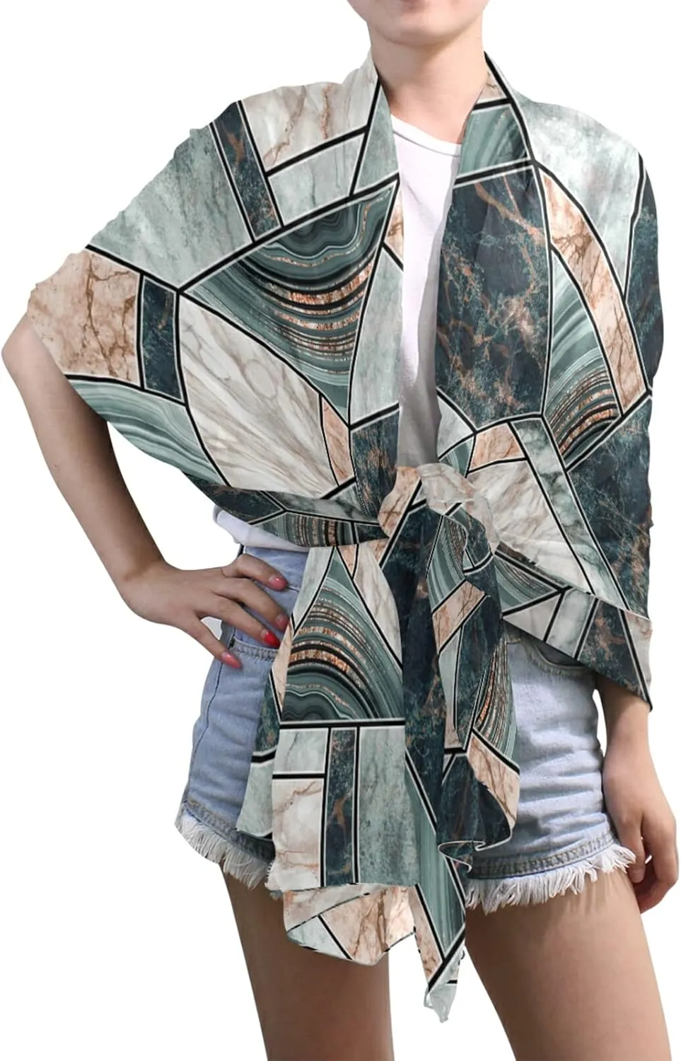 Poeticcity Women Long Silk Scarf, Satin Shawl Chiffon Large Stole Headscarf Sunscreen Wrap