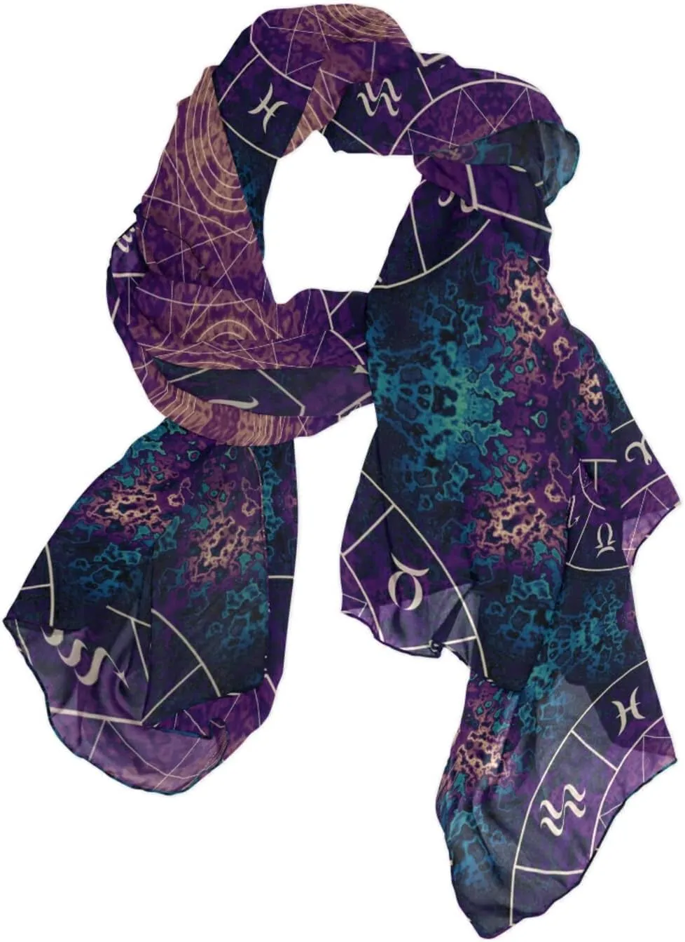 Poeticcity Women Long Silk Scarf, Satin Shawl Chiffon Large Stole Headscarf Sunscreen Wrap