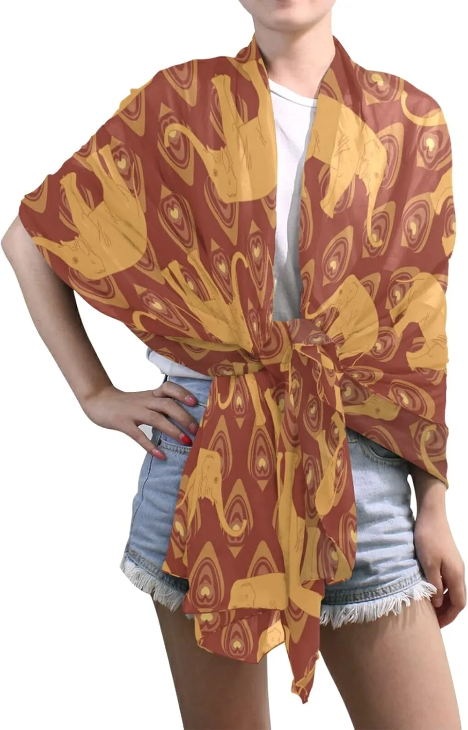Poeticcity Women Long Silk Scarf, Satin Shawl Chiffon Large Stole Headscarf Sunscreen Wrap