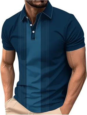 Polos Shirts for Men Vintage Striped Golf Bowling Casual Polos Tee Pullover Men Outdoor Athletic T-Shirts Plus Size