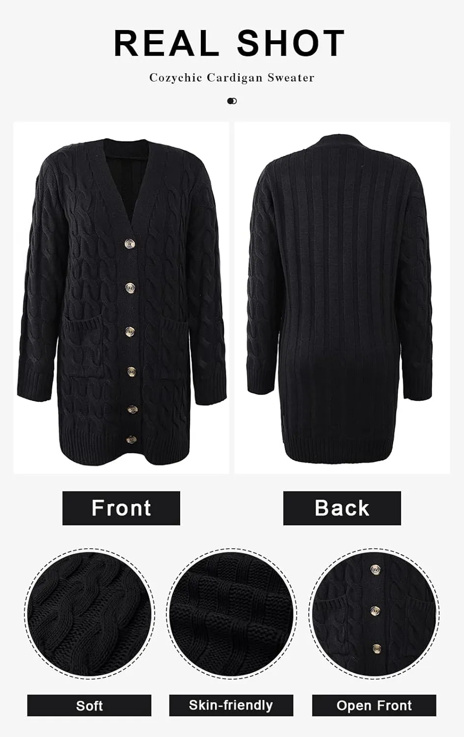 PRETTYGARDEN Long Sleeve Cable Knit Long Cardigan for Women 2025 Fall Winter Chunky Open Front Button Sweaters with Pockets