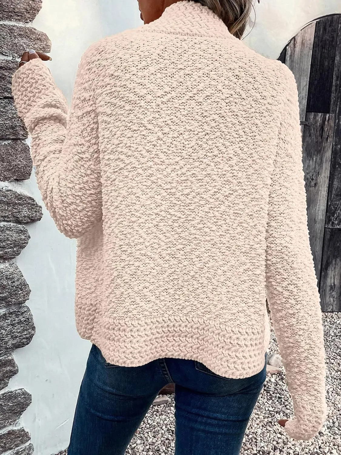 PRETTYGARDEN Open Front Fall Lightweight Cardigan Sweaters for Women Trendy 2025 Popcorn Knit Cardigans Cute Sweater