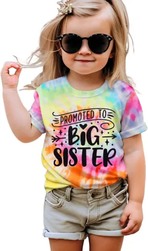 Promoted to Big Sister Shirts for Toddler Baby Girls Announcement T-Shirt Summer Short Sleeve Tees Big Sis Tops