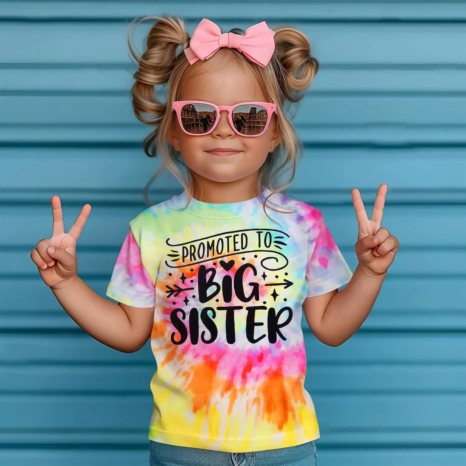 Promoted to Big Sister Shirts for Toddler Baby Girls Announcement T-Shirt Summer Short Sleeve Tees Big Sis Tops