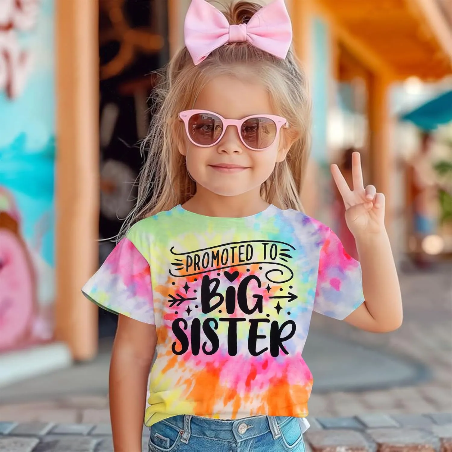 Promoted to Big Sister Shirts for Toddler Baby Girls Announcement T-Shirt Summer Short Sleeve Tees Big Sis Tops