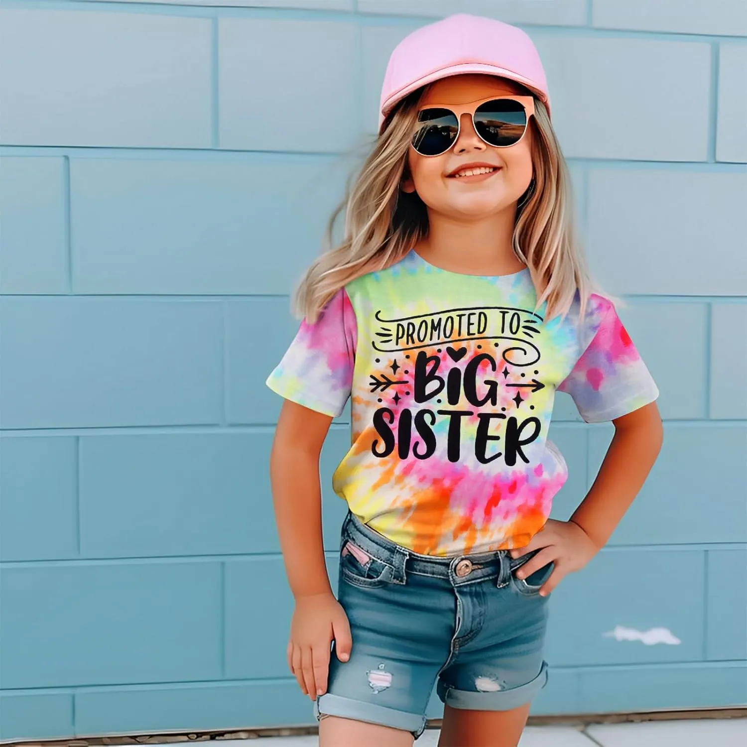 Promoted to Big Sister Shirts for Toddler Baby Girls Announcement T-Shirt Summer Short Sleeve Tees Big Sis Tops