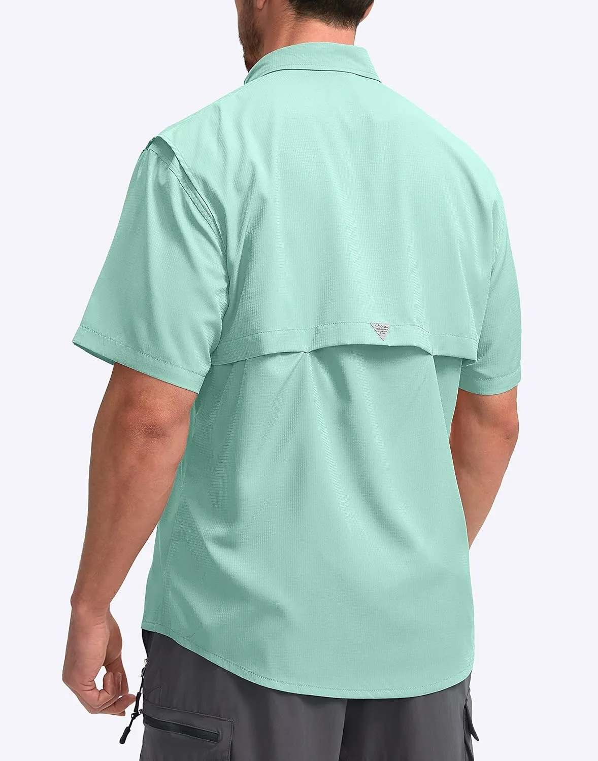 Pudolla Men's Fishing Shirts with Short Sleeves, Summer Travel Work Shirts, Button Down with UPF50  and Zipper Pockets