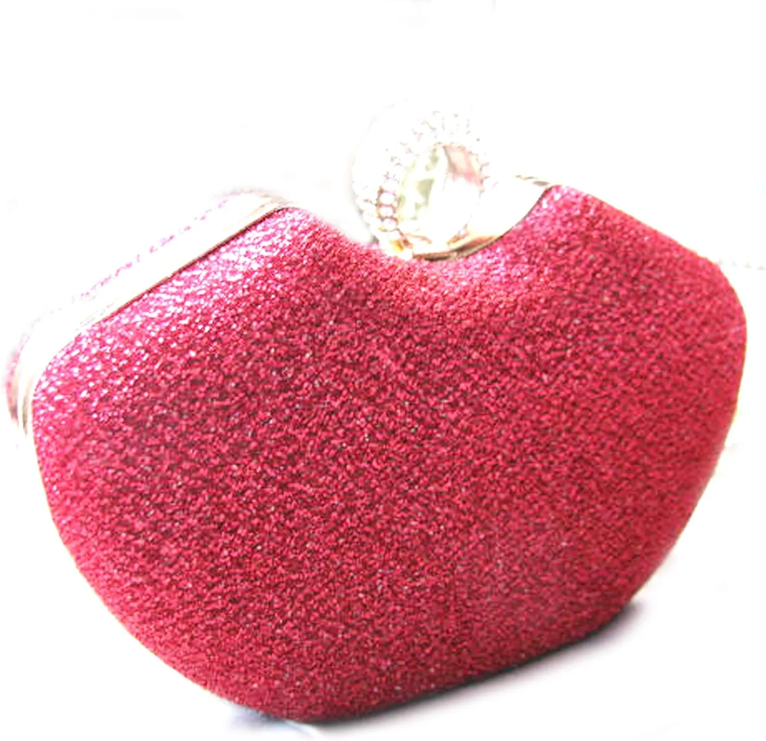 Red Hard Case Wedding Bag Clutch, Formal Evening Bag Silver Tone Clutch Crystals Accent Brooch fashion bag