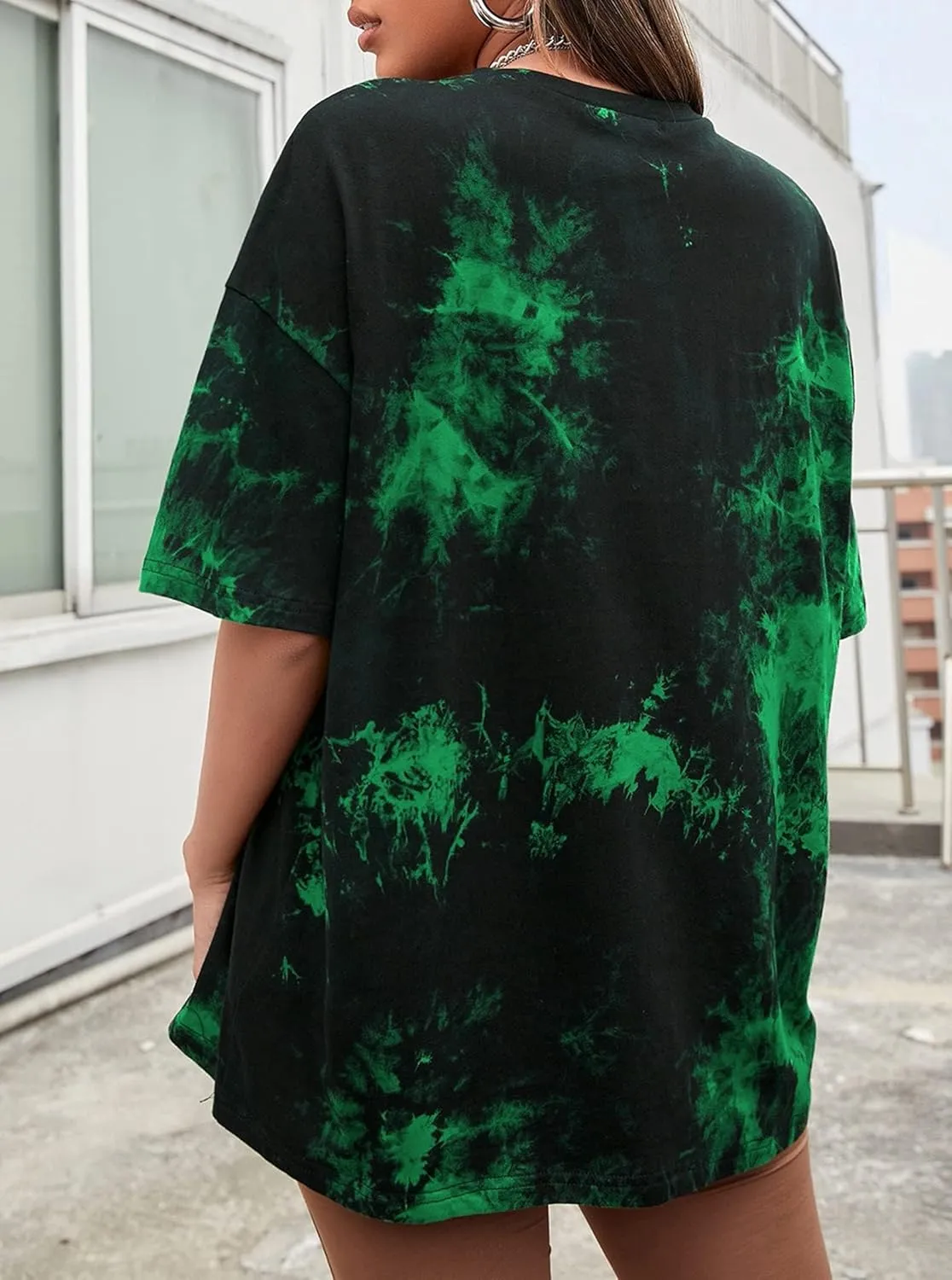 Remidoo Women's Casual Crewneck Short Sleeve Tie Dye Oversized T Shirt Graphic Tee Top