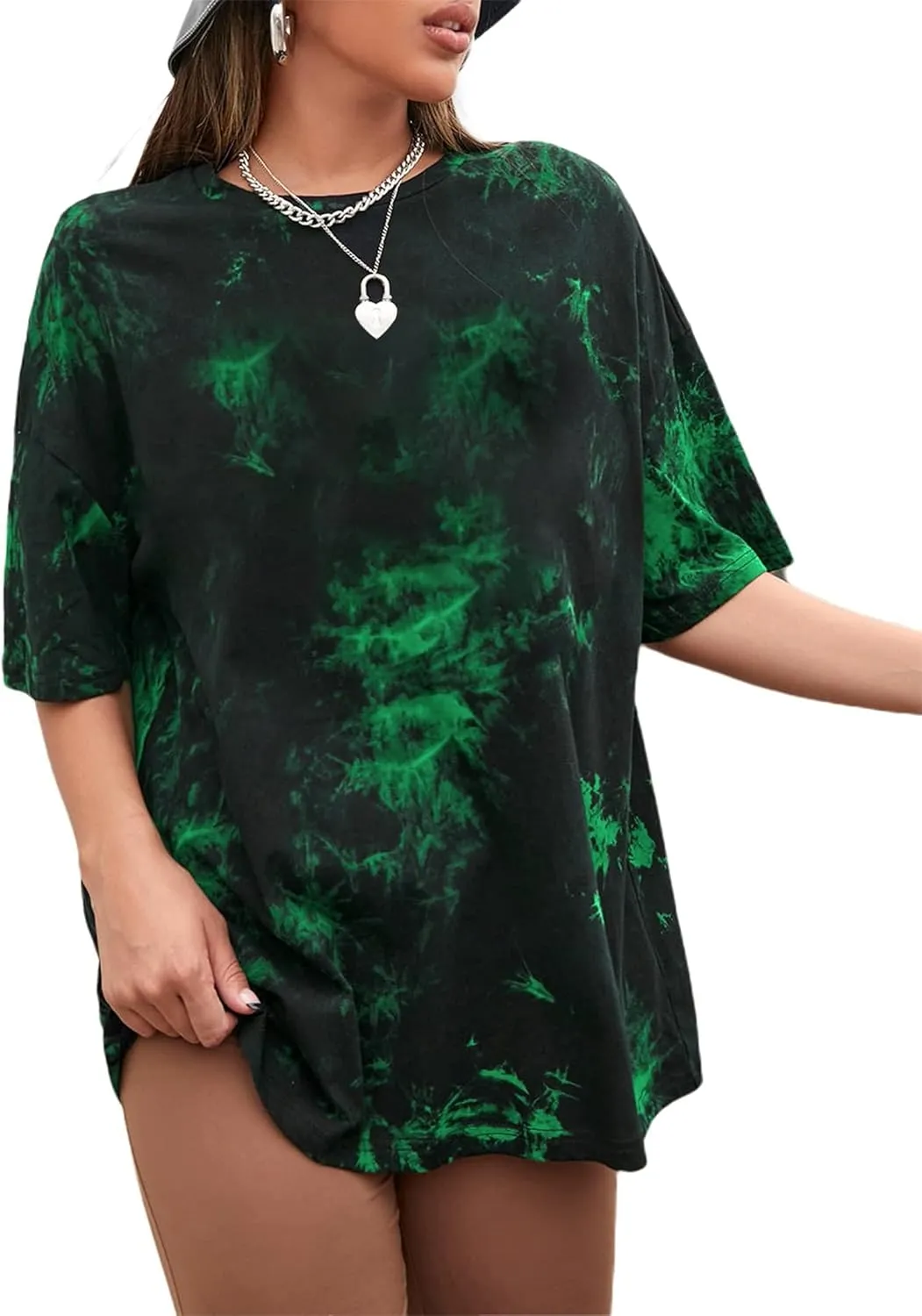 Remidoo Women's Casual Crewneck Short Sleeve Tie Dye Oversized T Shirt Graphic Tee Top