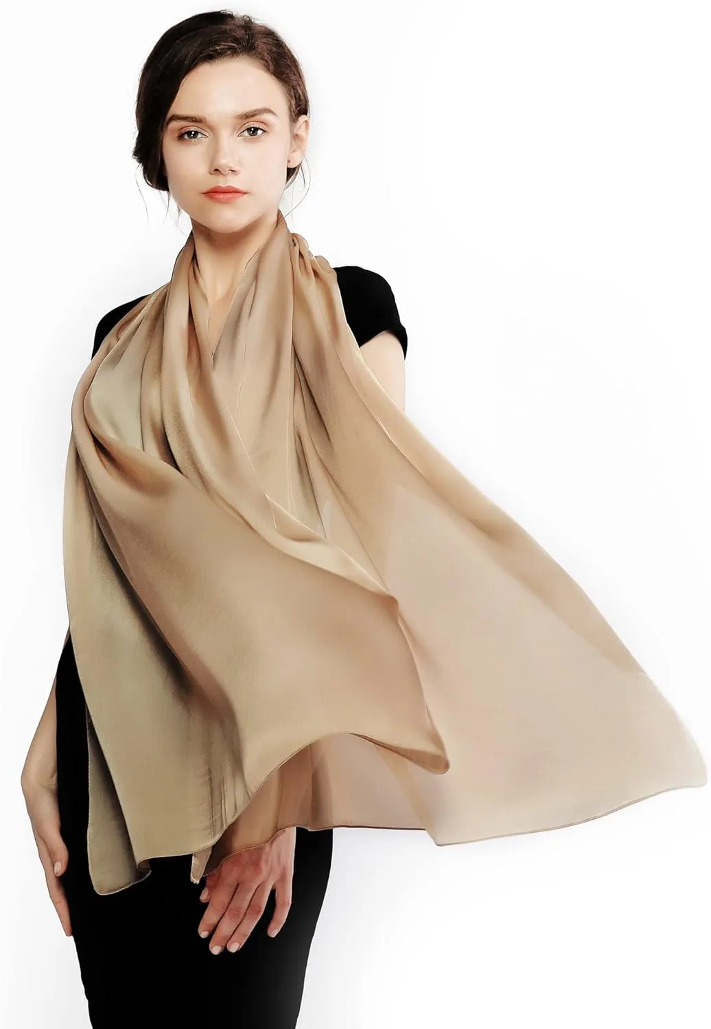 RIIQIICHY Women Shawls and Wraps for Evening Dresses Like Chiffon Silk Scarf Formal Silky Pashmina Shawls for Weddings