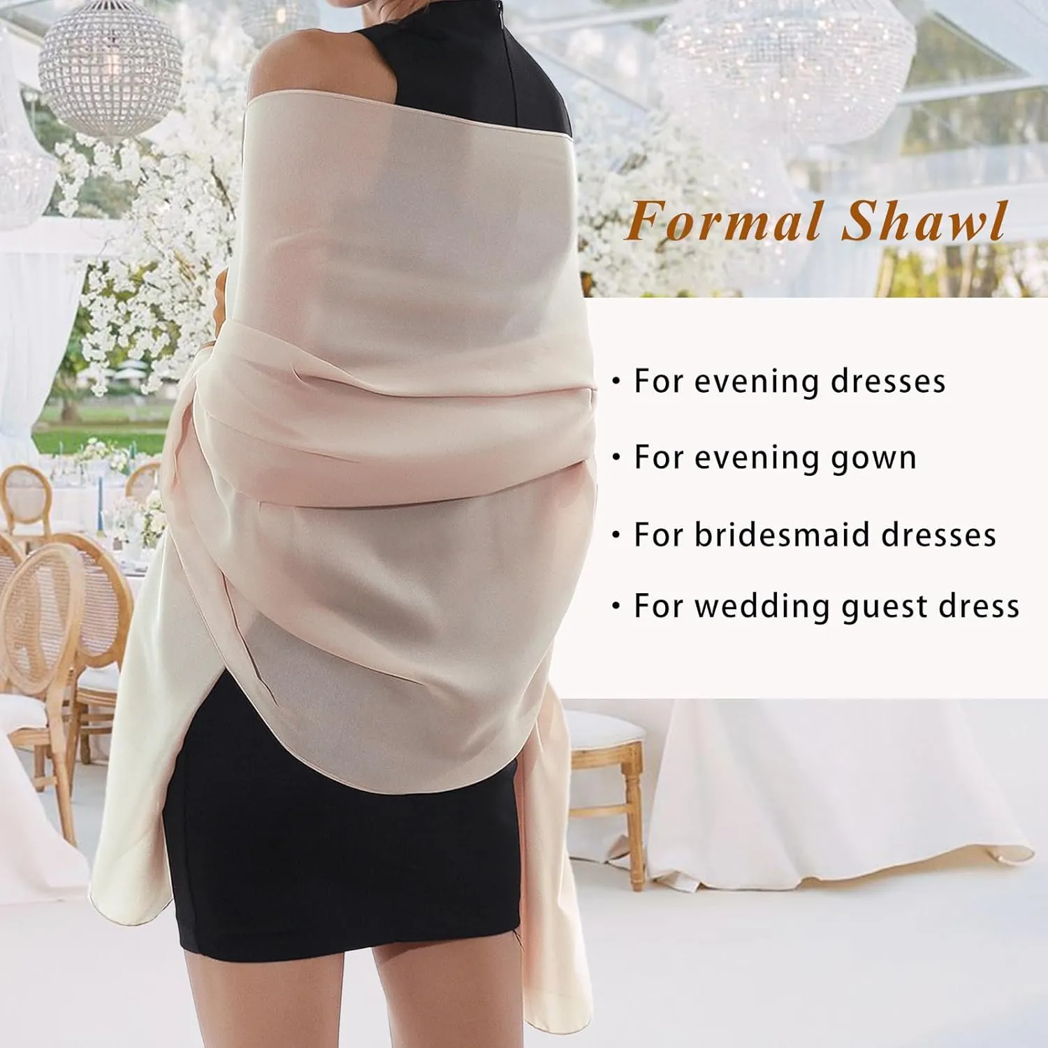 RIIQIICHY Women Shawls and Wraps for Evening Dresses Like Chiffon Silk Scarf Formal Silky Pashmina Shawls for Weddings