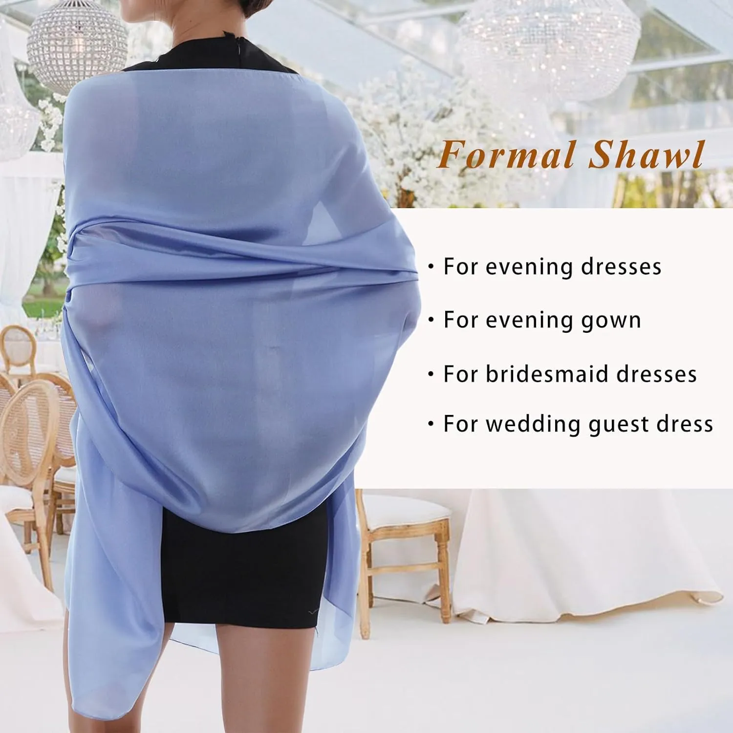 RIIQIICHY Women Shawls and Wraps for Evening Dresses Like Chiffon Silk Scarf Formal Silky Pashmina Shawls for Weddings