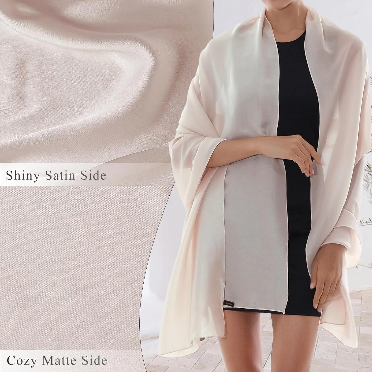 RIIQIICHY Women Shawls and Wraps for Evening Dresses Like Chiffon Silk Scarf Formal Silky Pashmina Shawls for Weddings