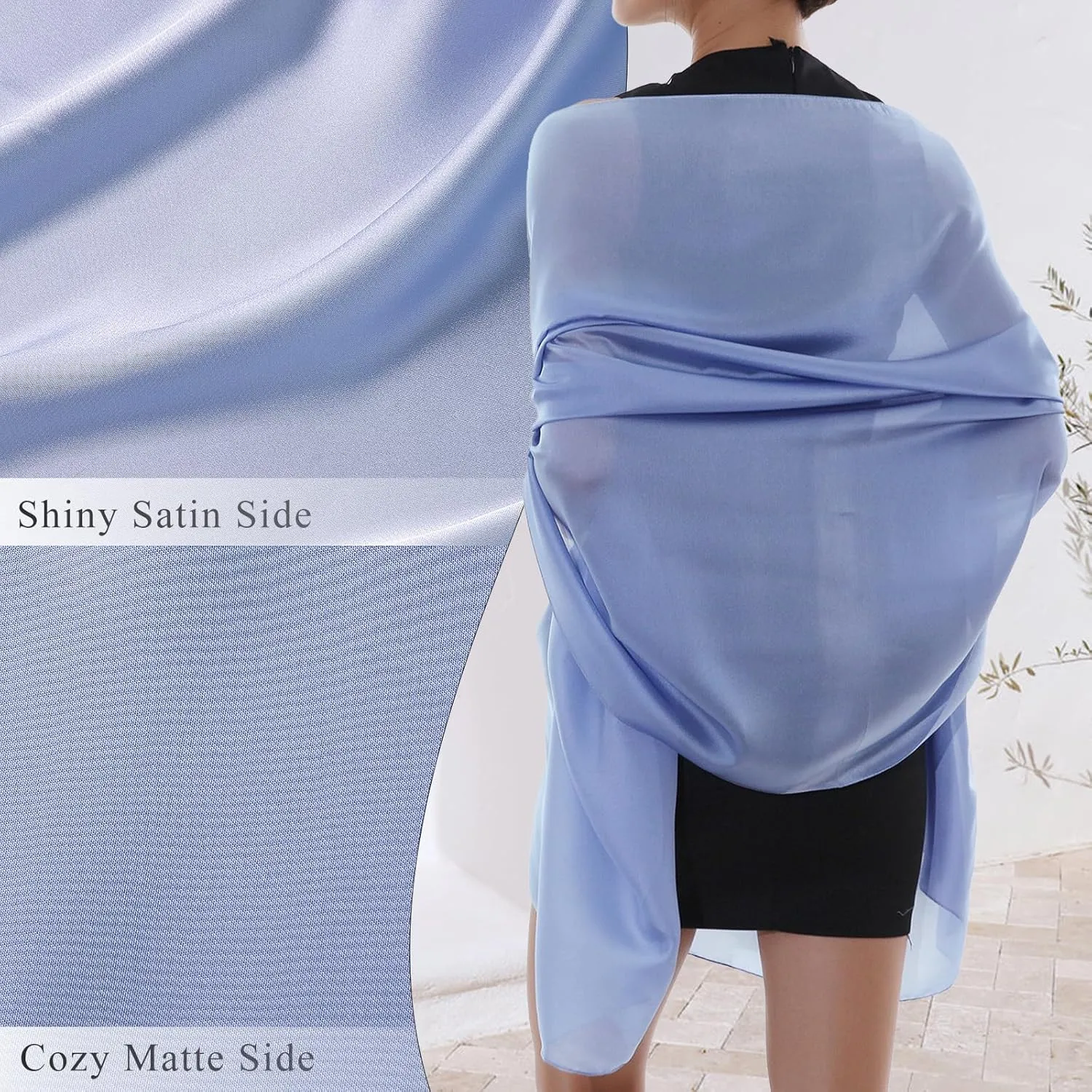 RIIQIICHY Women Shawls and Wraps for Evening Dresses Like Chiffon Silk Scarf Formal Silky Pashmina Shawls for Weddings