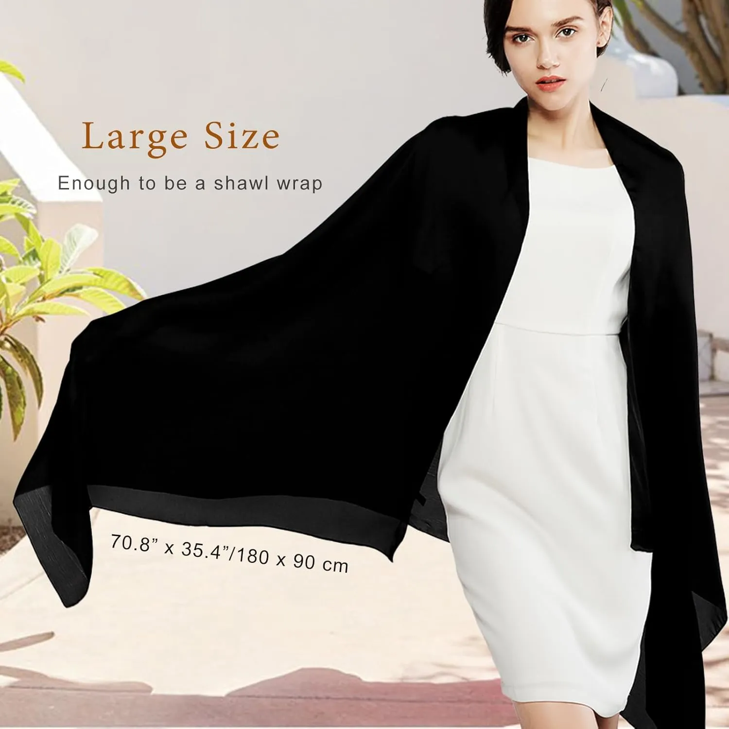 RIIQIICHY Women Shawls and Wraps for Evening Dresses Like Chiffon Silk Scarf Formal Silky Pashmina Shawls for Weddings