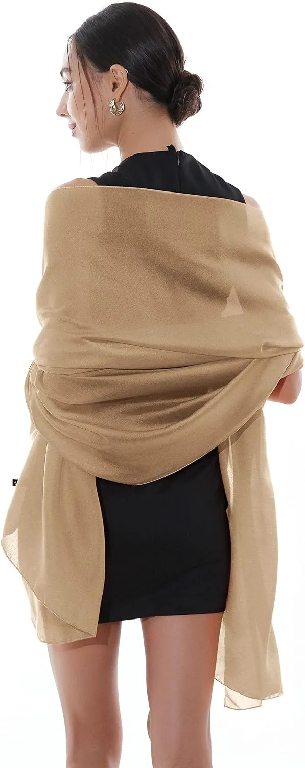 RIIQIICHY Women Shawls and Wraps for Evening Dresses Like Chiffon Silk Scarf Formal Silky Pashmina Shawls for Weddings