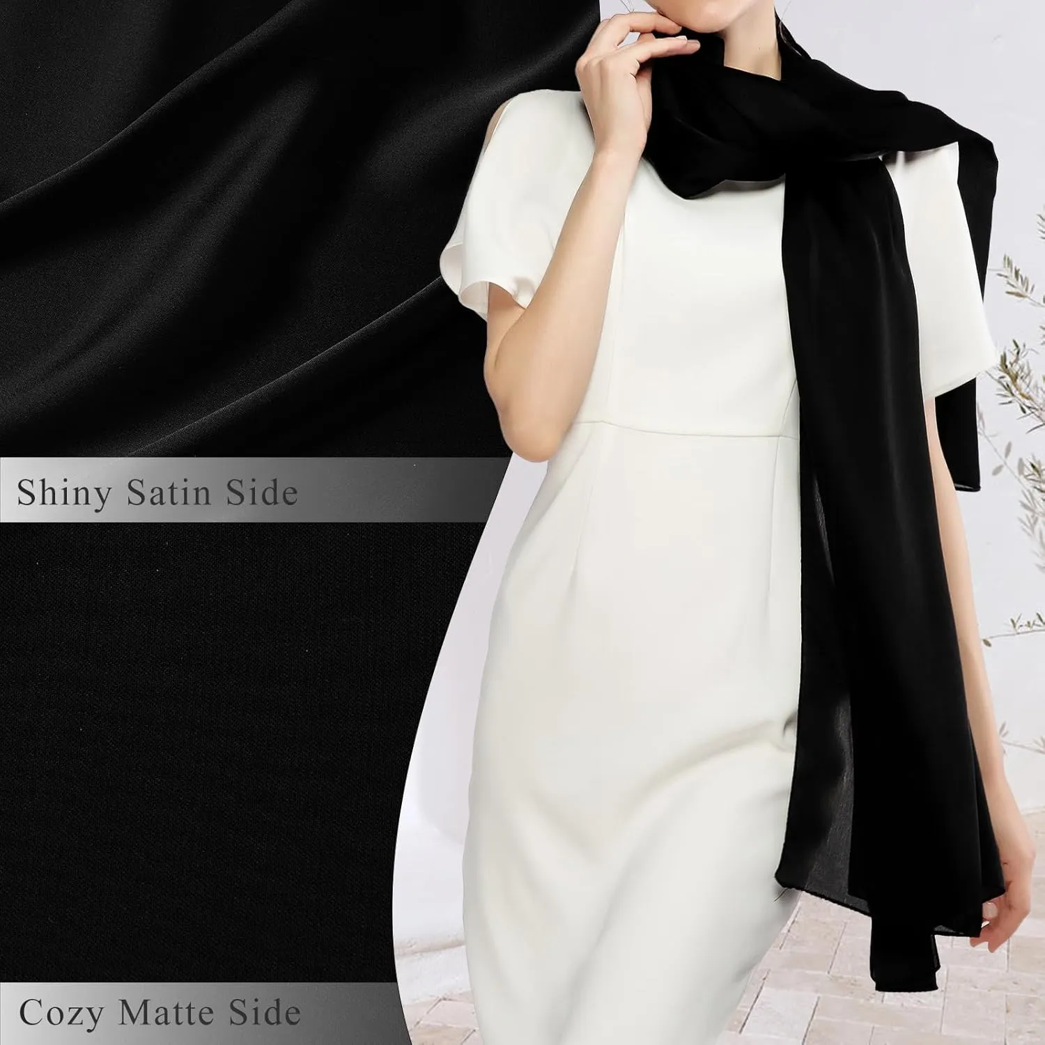 RIIQIICHY Women Shawls and Wraps for Evening Dresses Like Chiffon Silk Scarf Formal Silky Pashmina Shawls for Weddings