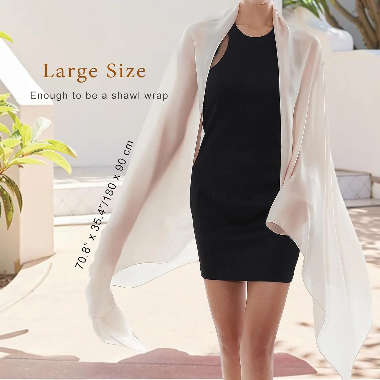 RIIQIICHY Women Shawls and Wraps for Evening Dresses Like Chiffon Silk Scarf Formal Silky Pashmina Shawls for Weddings