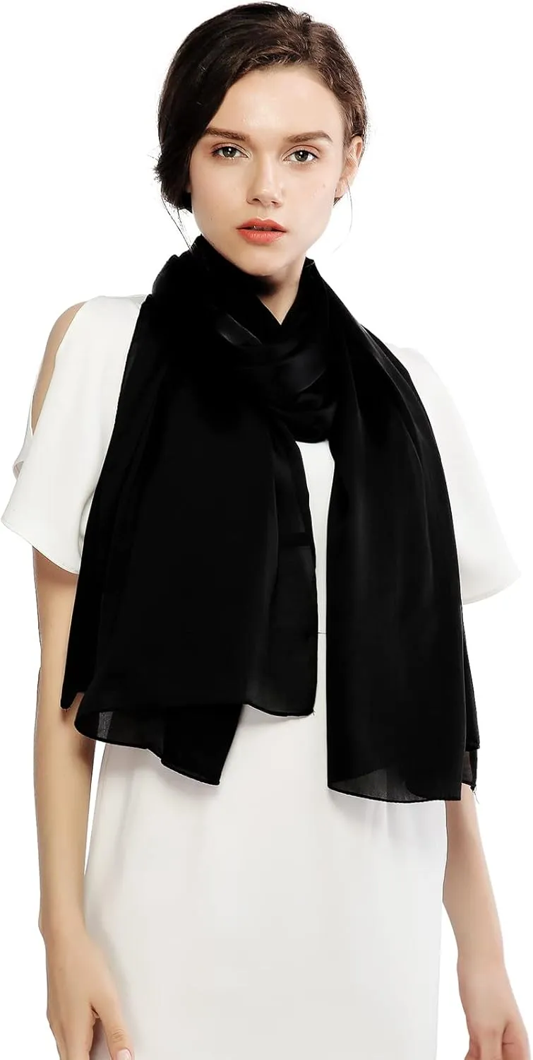 RIIQIICHY Women Shawls and Wraps for Evening Dresses Like Chiffon Silk Scarf Formal Silky Pashmina Shawls for Weddings