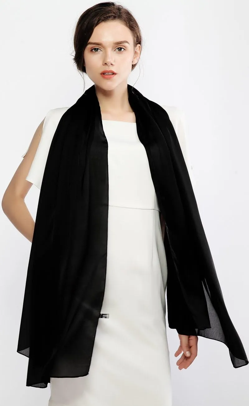 RIIQIICHY Women Shawls and Wraps for Evening Dresses Like Chiffon Silk Scarf Formal Silky Pashmina Shawls for Weddings