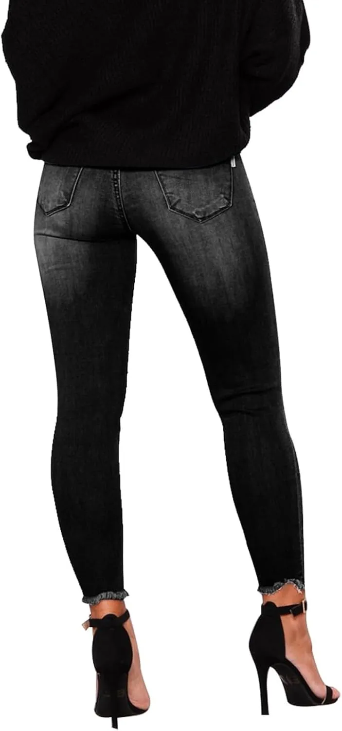 Ripped Jeans Womens Fall Fashion 2024 Trendy Winter Skinny Jeans High Waisted Tummy Control Jeggings Denim Leggings