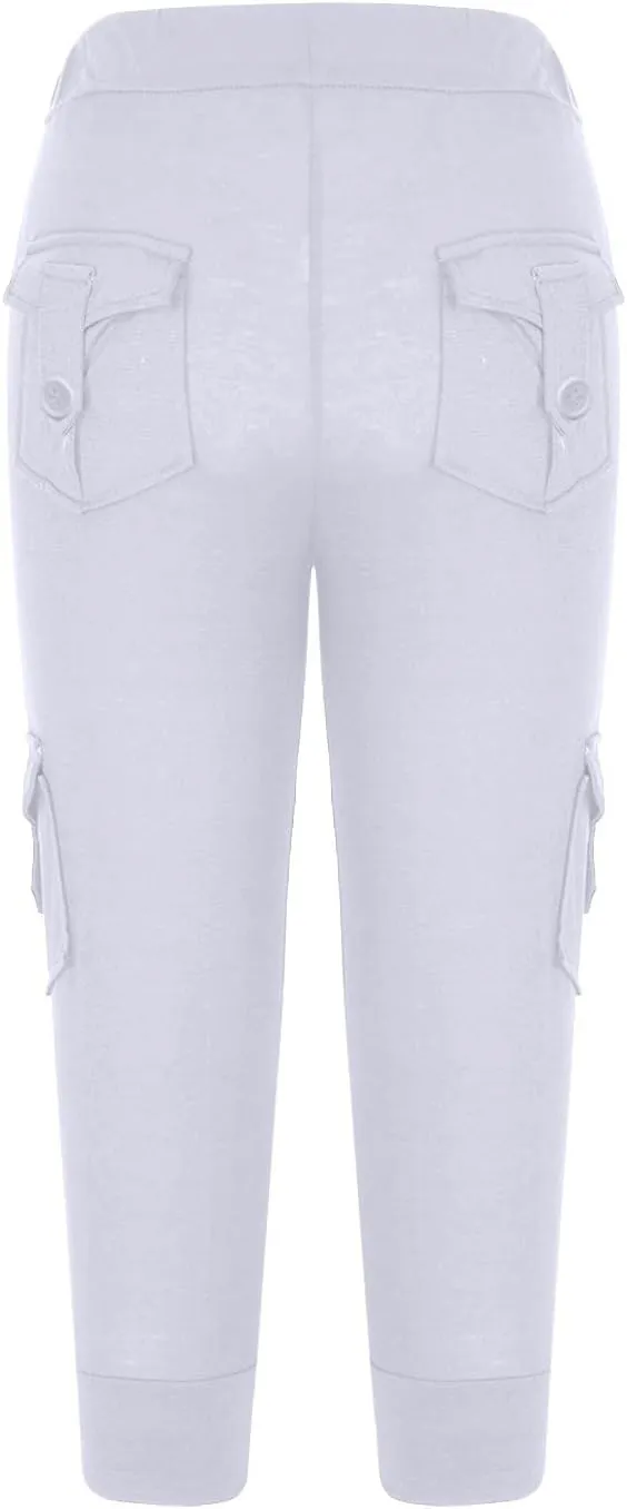 RKSTN Womens Capri Pants for Summer 2025 Casual Lightweight Leggings High Wasit Elastic Pant with Pockets Cropped Trousers