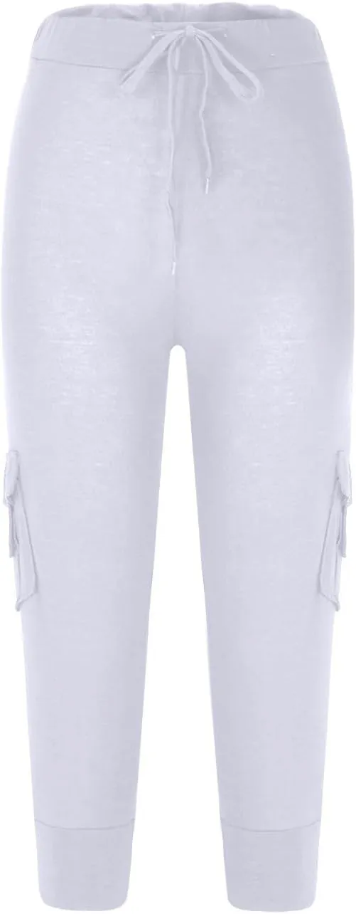 RKSTN Womens Capri Pants for Summer 2025 Casual Lightweight Leggings High Wasit Elastic Pant with Pockets Cropped Trousers