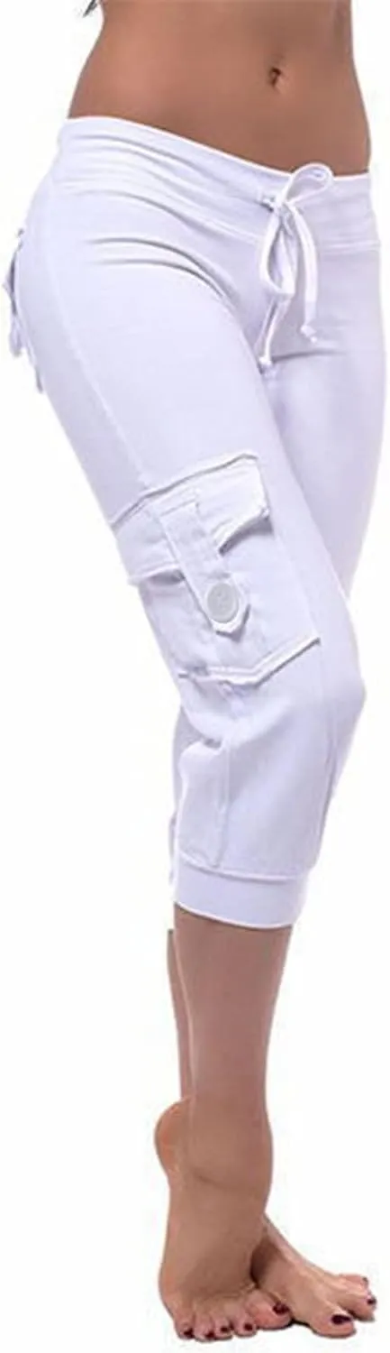 RKSTN Womens Capri Pants for Summer 2025 Casual Lightweight Leggings High Wasit Elastic Pant with Pockets Cropped Trousers