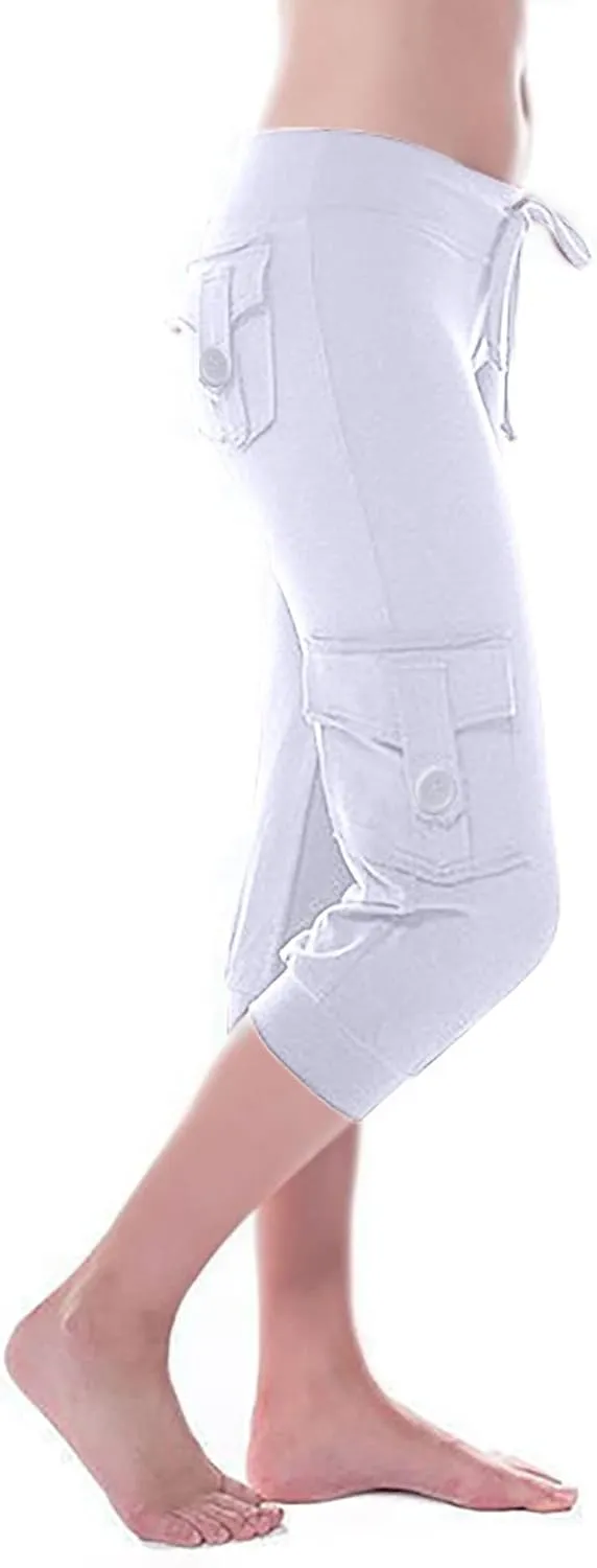 RKSTN Womens Capri Pants for Summer 2025 Casual Lightweight Leggings High Wasit Elastic Pant with Pockets Cropped Trousers