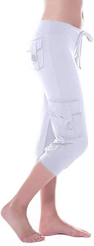 RKSTN Womens Capri Pants for Summer 2025 Casual Lightweight Leggings High Wasit Elastic Pant with Pockets Cropped Trousers