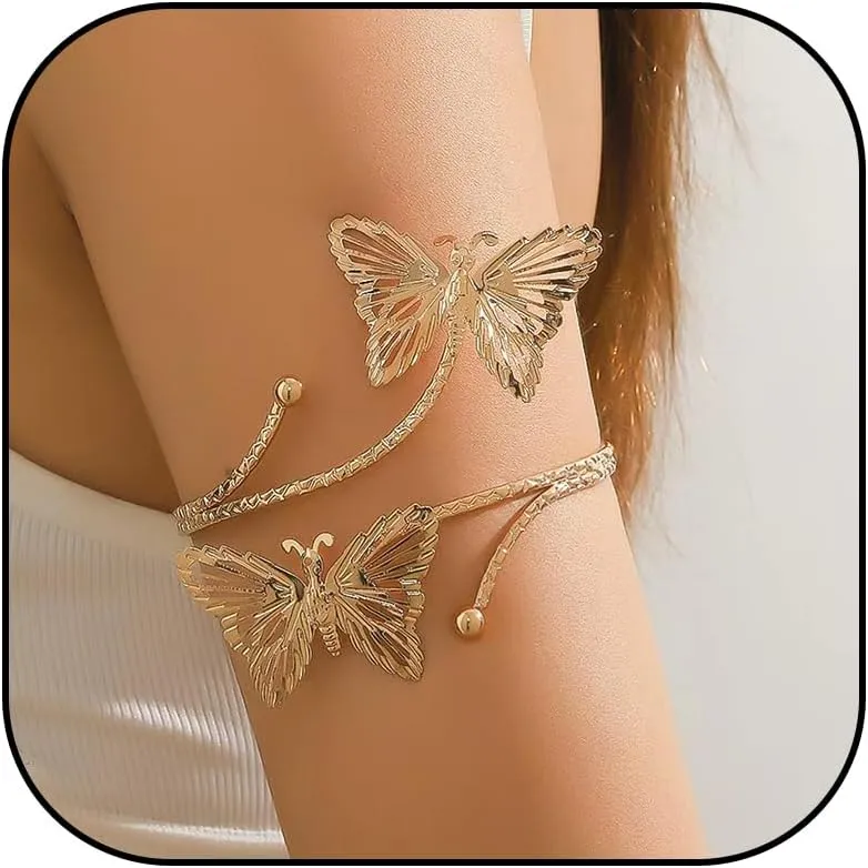 Roe Dolph Gold Arm Cuff Bracelet Upper Arm Cuff Jewelry Gold Cuff Bangle Bracelets Adjustable Armband Armlet Summer Dresses Outfits Accessories