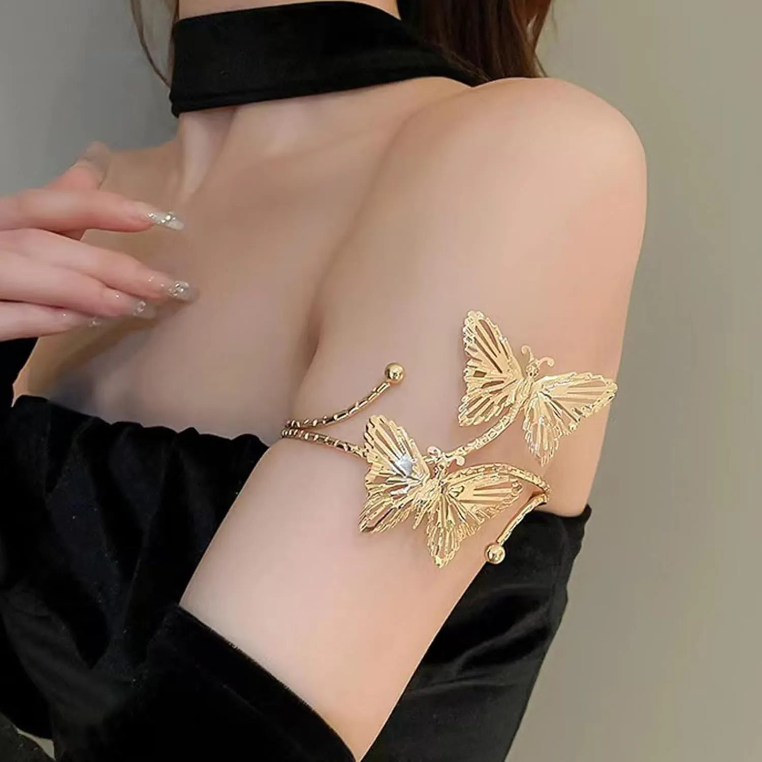 Roe Dolph Gold Arm Cuff Bracelet Upper Arm Cuff Jewelry Gold Cuff Bangle Bracelets Adjustable Armband Armlet Summer Dresses Outfits Accessories