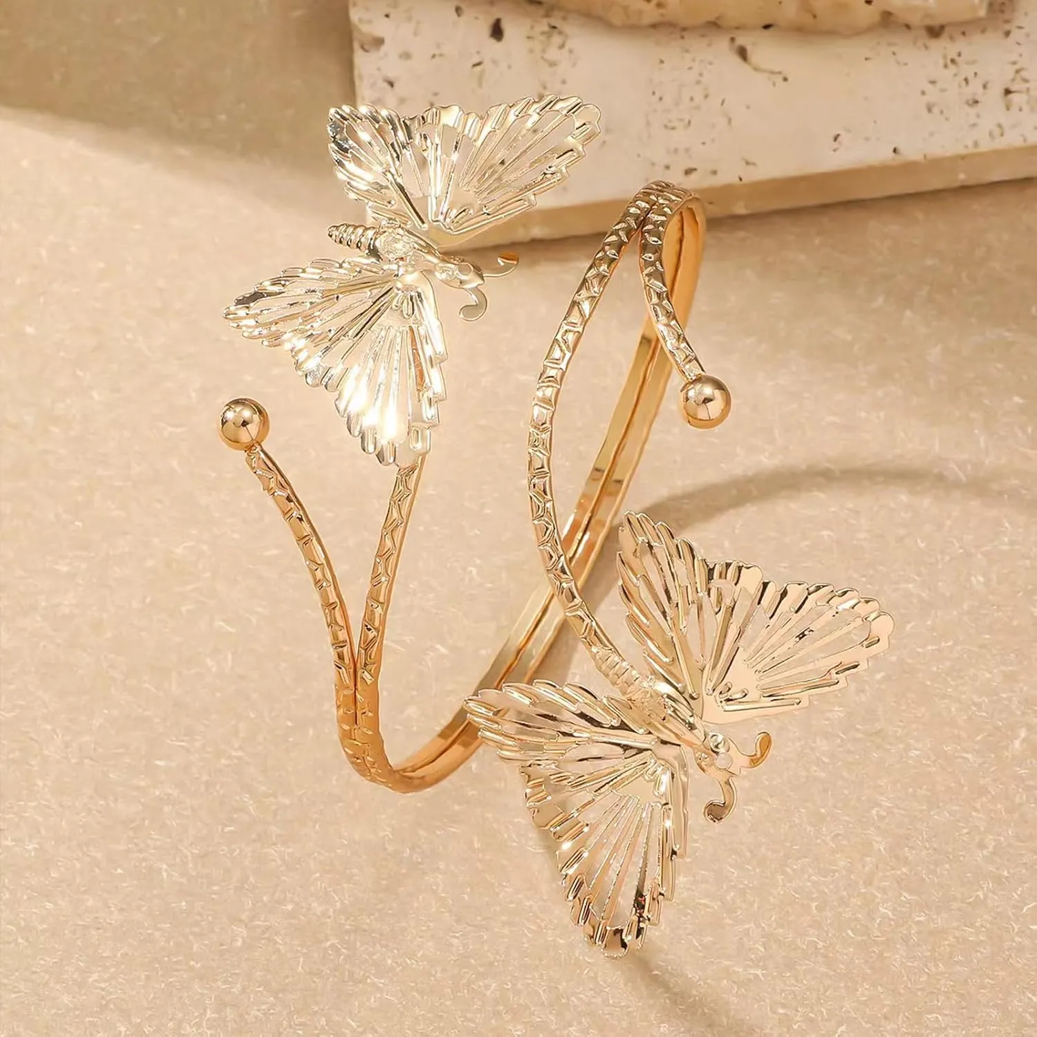 Roe Dolph Gold Arm Cuff Bracelet Upper Arm Cuff Jewelry Gold Cuff Bangle Bracelets Adjustable Armband Armlet Summer Dresses Outfits Accessories