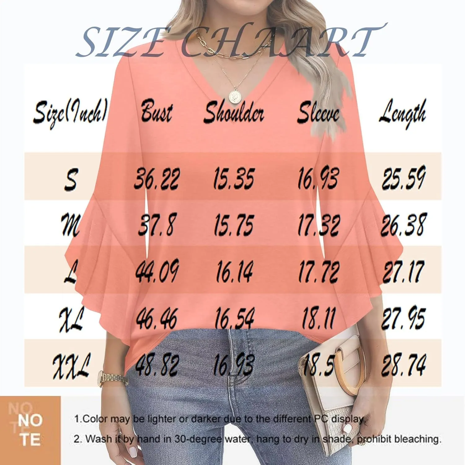 Ruffle 3/4 Length Sleeve Womens Tops Summer Elegant Pleated Chiffon Blouses Dressy Office Work V Neck Henley Tunics Plus Size