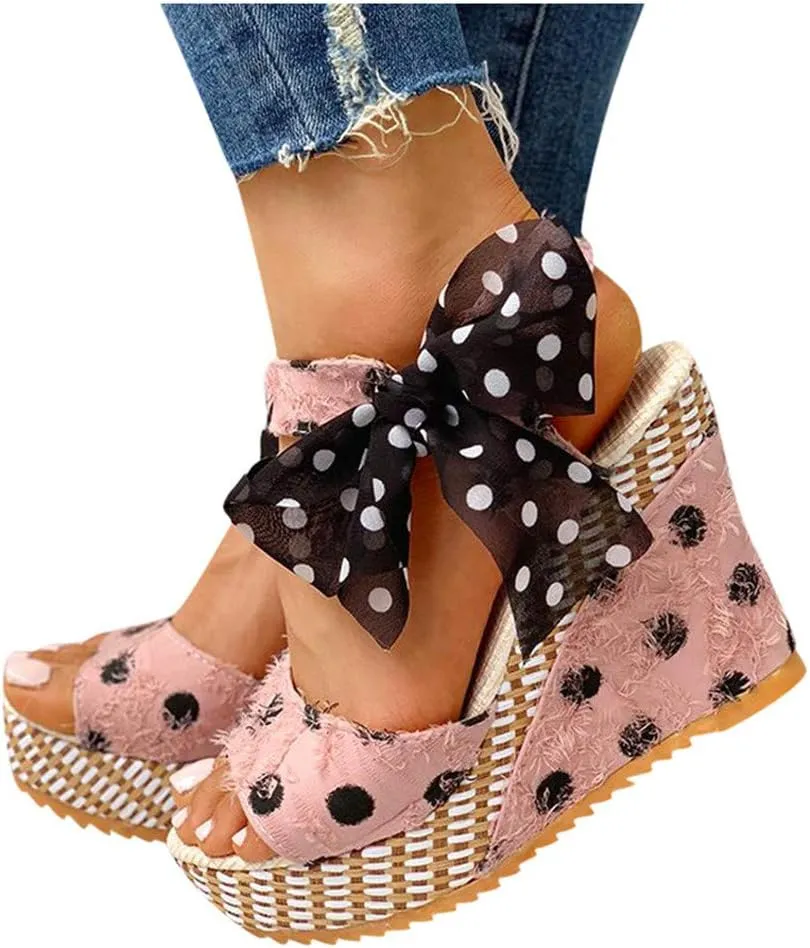 Sandals for Women Wedge,Lace Up Sandals with Strap Fashion Summer Beach Sandals Open Toe Espadrille Platform