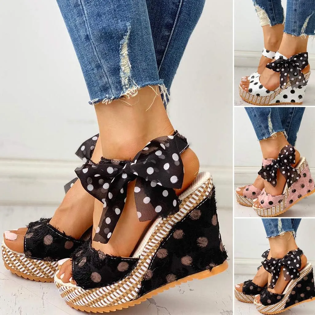 Sandals for Women Wedge,Lace Up Sandals with Strap Fashion Summer Beach Sandals Open Toe Espadrille Platform