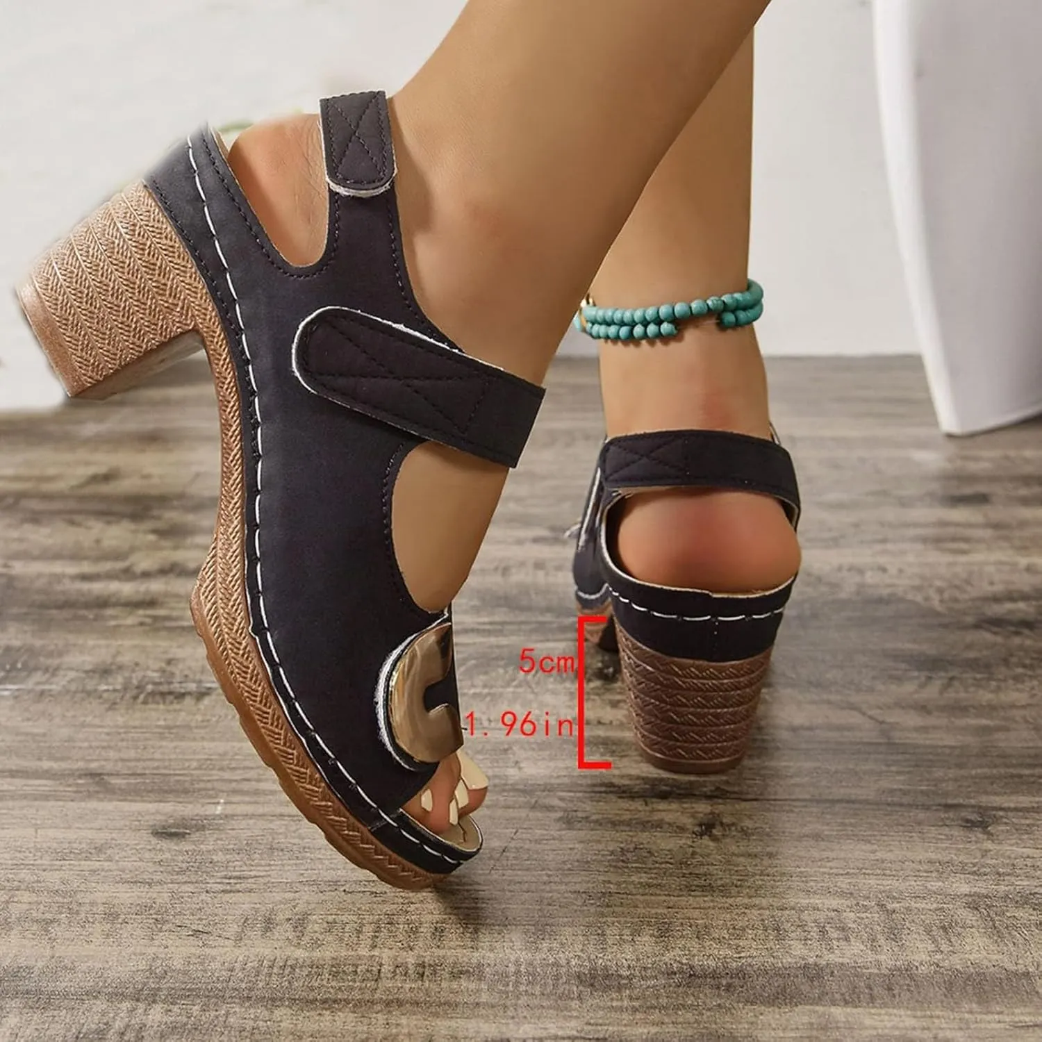 sandals for women with arch support Comfortable Orthopedic Walking Platform Sandal Summer Chunky Heels Sandals Casual Open Toe Slip-On Wedge Heel Dressy Ankle Strap Shoes