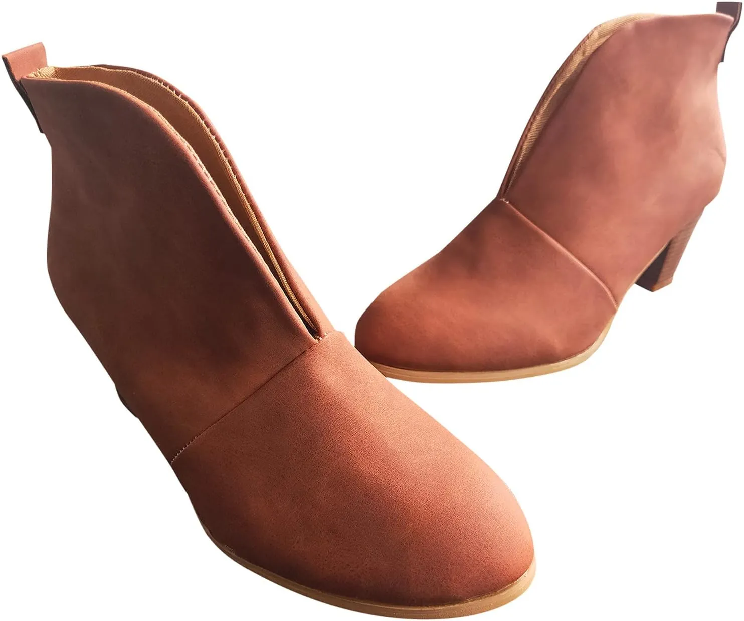 SBGMoSJ White Booties Women Ankle Boots Wide Width Brown Suede Ankle Boots Women Black Dress Booties for Women Low Heel Leather Ankle Booties for Women Low Heel Western Booties for Women Leather