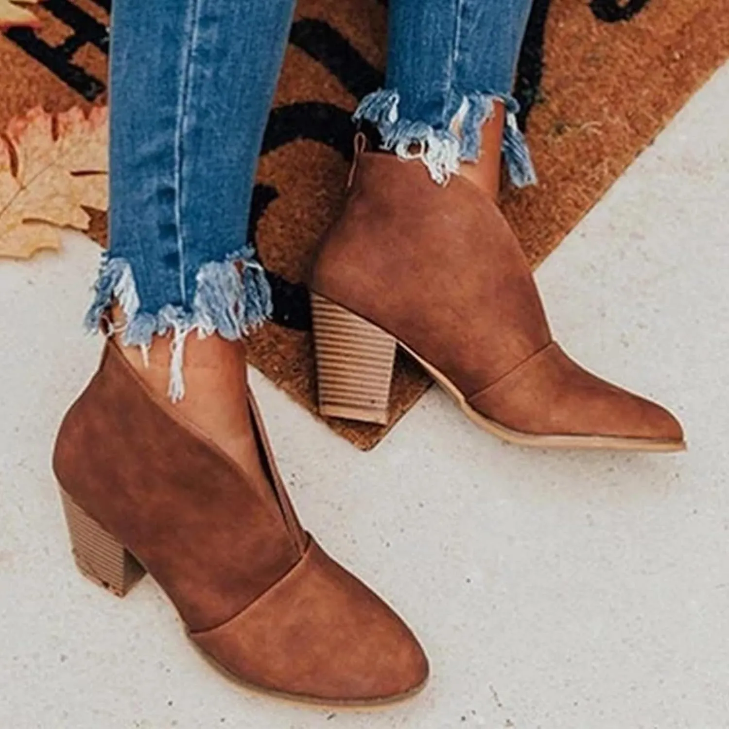 SBGMoSJ White Booties Women Ankle Boots Wide Width Brown Suede Ankle Boots Women Black Dress Booties for Women Low Heel Leather Ankle Booties for Women Low Heel Western Booties for Women Leather