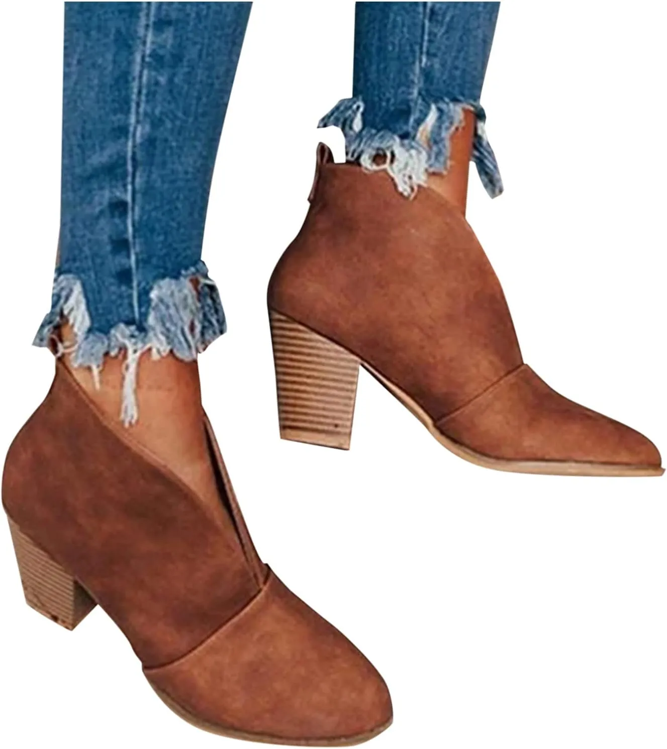 SBGMoSJ White Booties Women Ankle Boots Wide Width Brown Suede Ankle Boots Women Black Dress Booties for Women Low Heel Leather Ankle Booties for Women Low Heel Western Booties for Women Leather