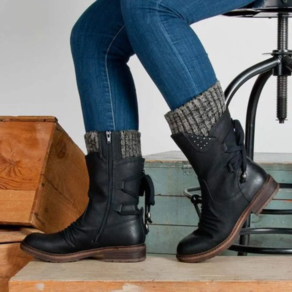 SBGMoSJ Womens Waterproof Winter Boots Rubber Womens Boots Winter Winter Boots Women Size 8 Black Outdoor Boots Women Rubber Wide Toe Box Women Winter Boot