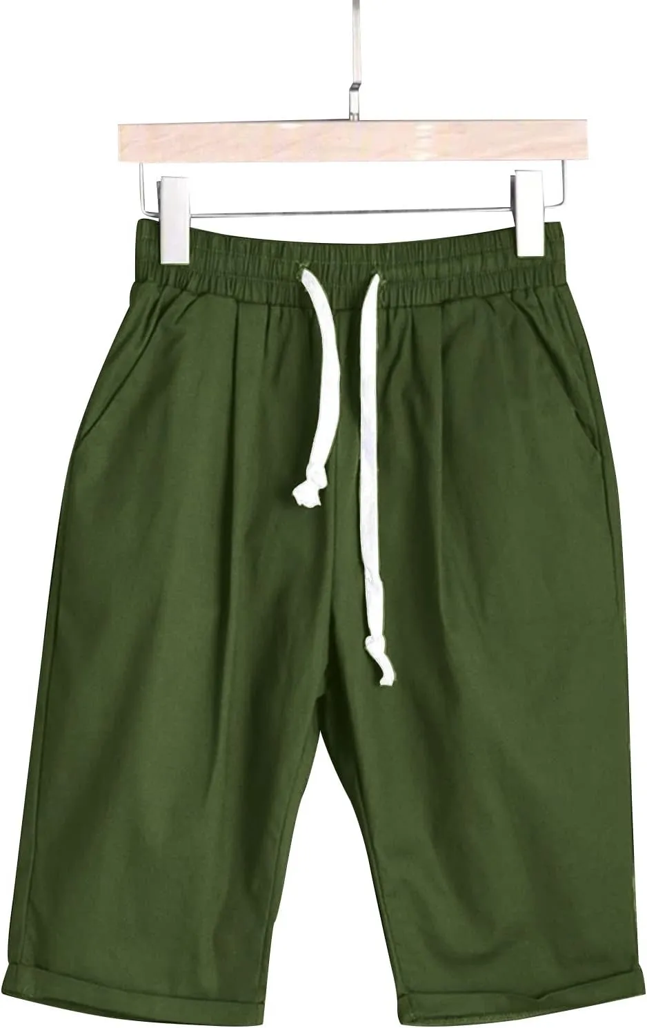 sdbrld Bermuda Shorts for Women,Womens Bermuda Shorts Trendy Knee-Length Bermuda Lounge Shorts with Elastic Waist Drawstring