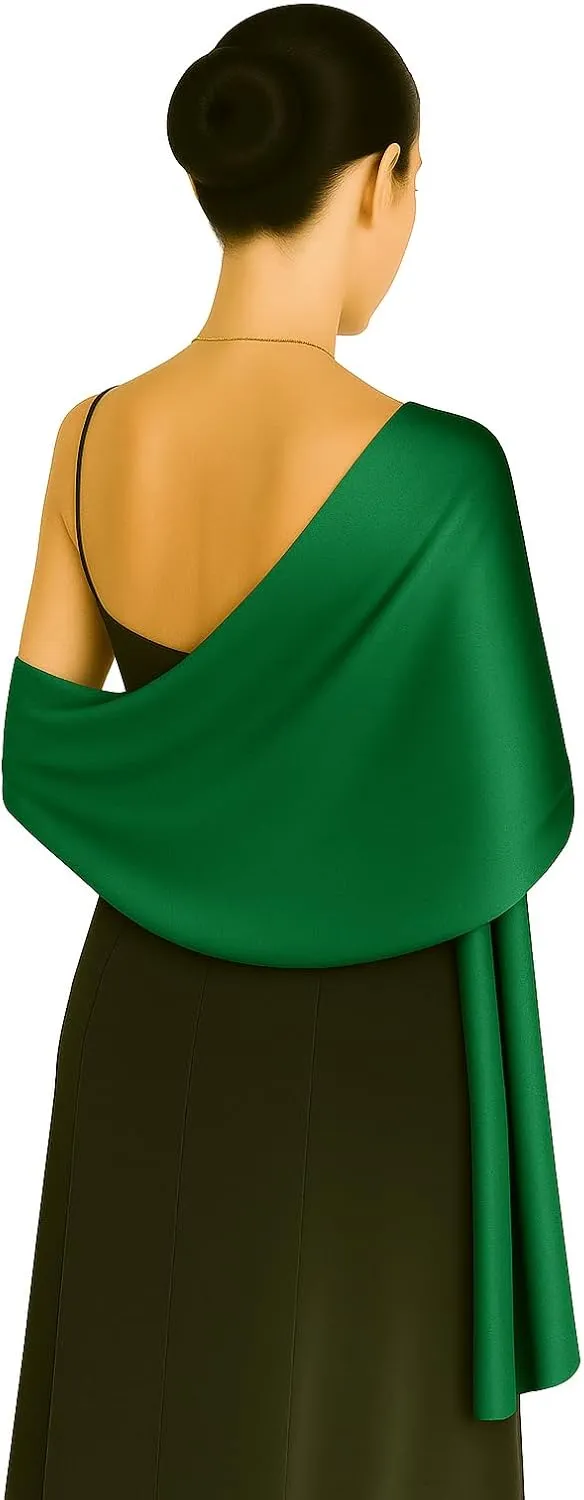Shanlin Silk Feel Long Satin Patterned & Solid Color Scarves for Women in Gift Box
