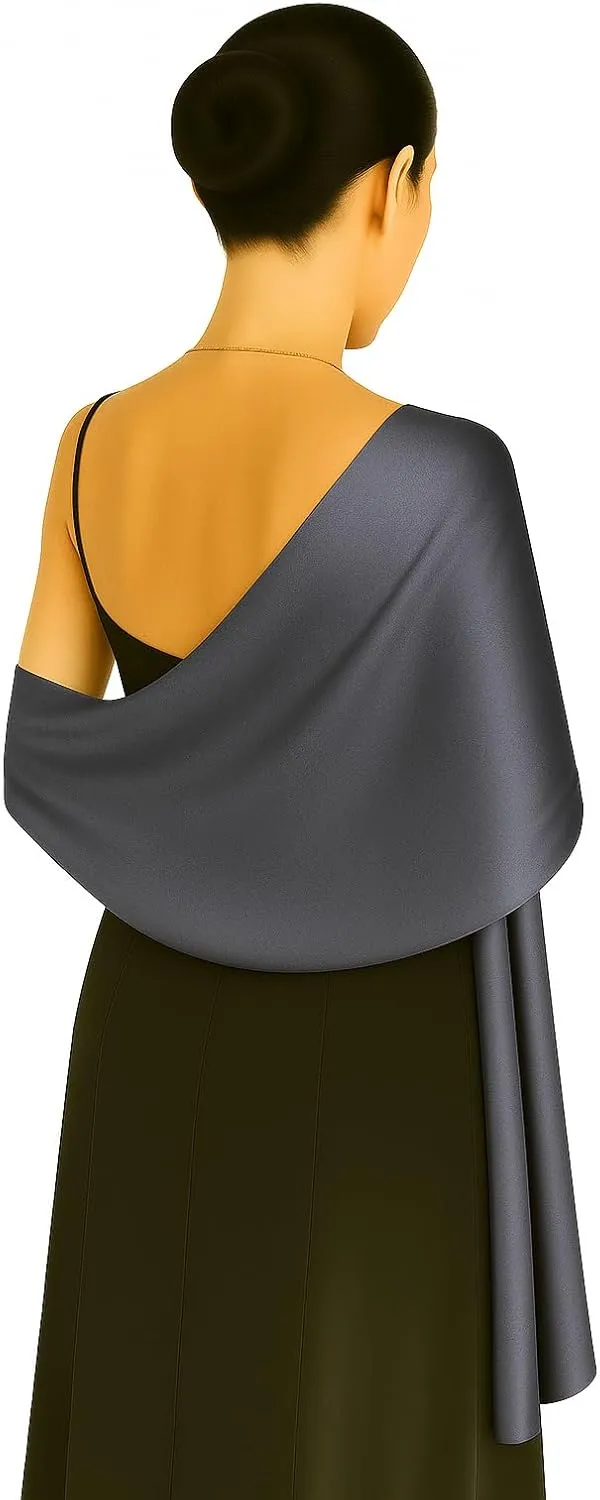 Shanlin Silk Feel Long Satin Patterned & Solid Color Scarves for Women in Gift Box