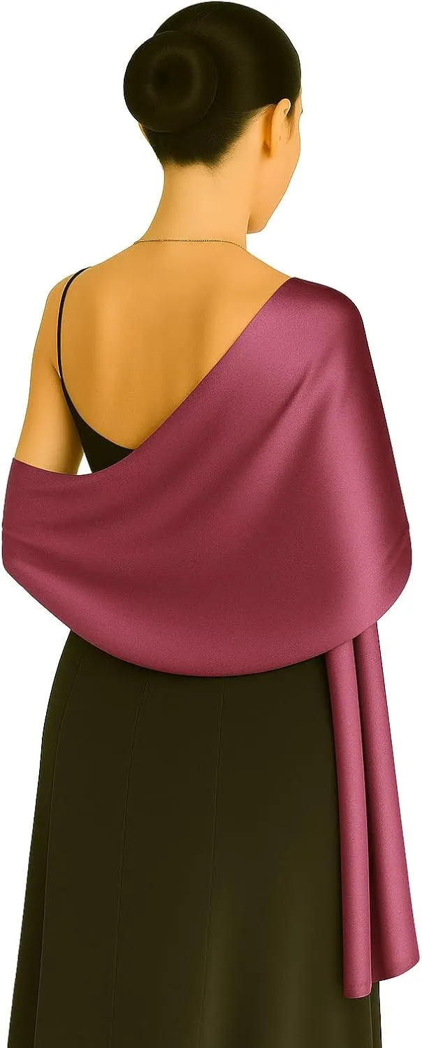 Shanlin Silk Feel Long Satin Patterned & Solid Color Scarves for Women in Gift Box