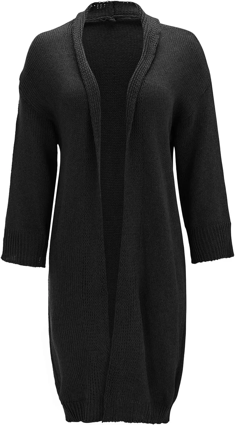 SHAOBGE Sweater Formal Coat Solid Solid Sweater Winter Long Knitted Pocket Loose Women Light Sweaters for Women Open