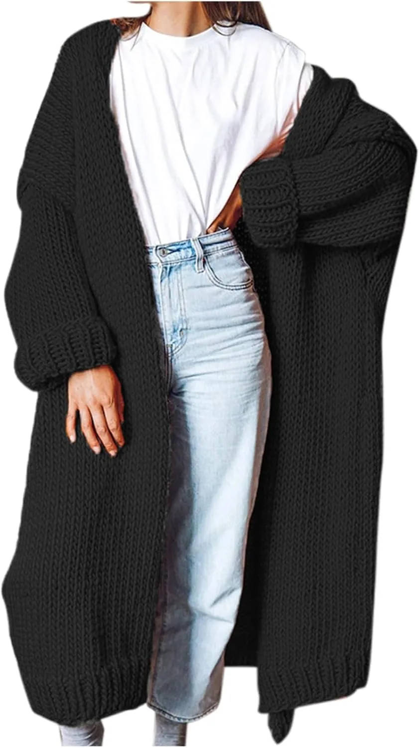 SHAOBGE Sweater Formal Coat Solid Solid Sweater Winter Long Knitted Pocket Loose Women Light Sweaters for Women Open