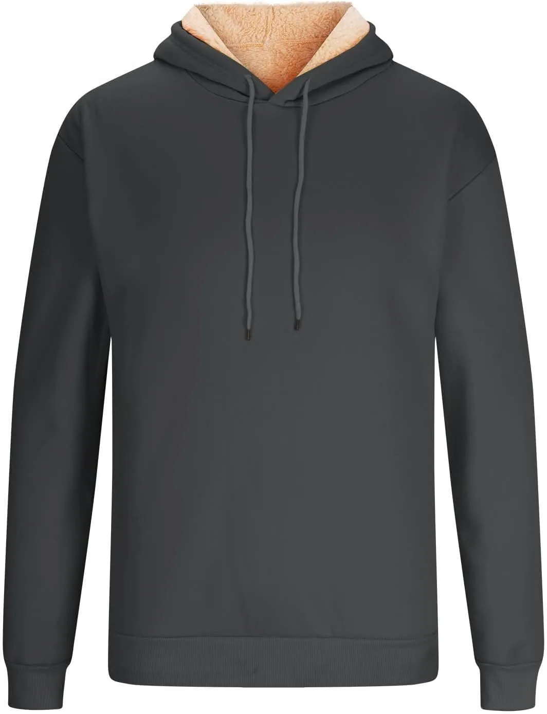 Sherpa Lined Hoodie Men Athletic Long Sleeve Oversized Hooded Sweatshirt Winter Warm Casual Comfy Fleece Pullover
